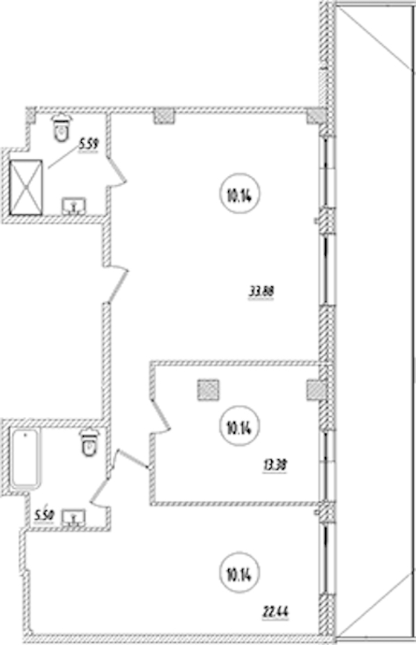 2-комнатная квартира 80.79 м², 10/9 эт., Апарт-отель «Апарт отель Well»